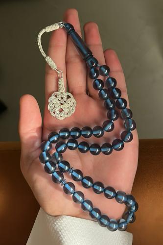 سبحة أزرق فضّة(غير قابله للنحت)