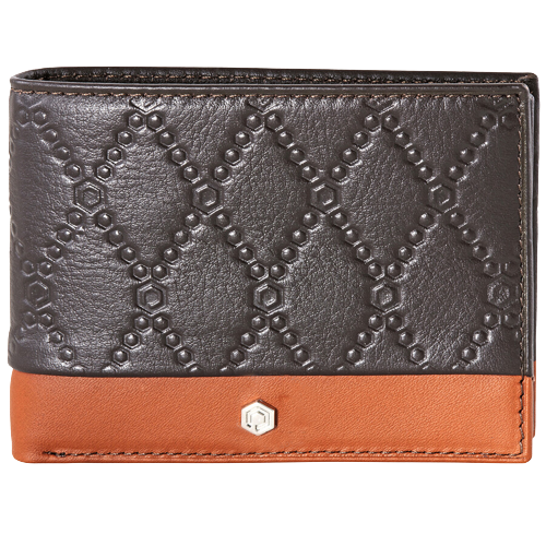 محفظة جلدية رفيعة بتصميمين من الجلد باللونين البني...