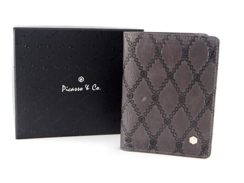 بيكاسو اند كو محفظة جلد طبيعي لون بني رمادي 1755 G...