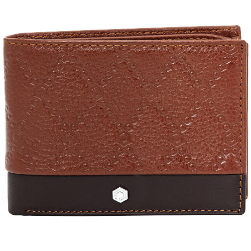 محفظة جلدية رفيعة بتصميمين من الجلد باللونين البني...