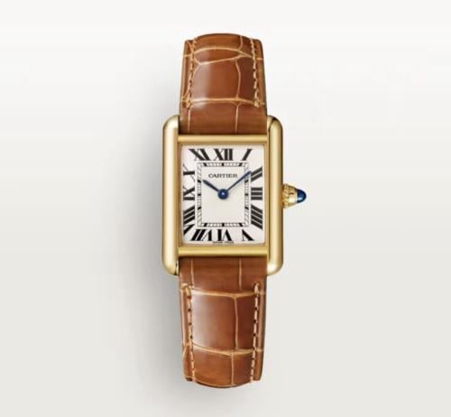 ساعة كارتييه تانك ستيل مع ستراب جلد
