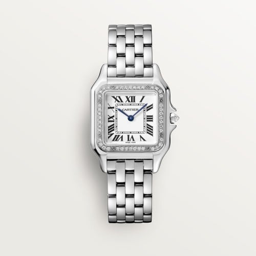 ساعة كارتييه بانثر ستيل مع الماس - وسط