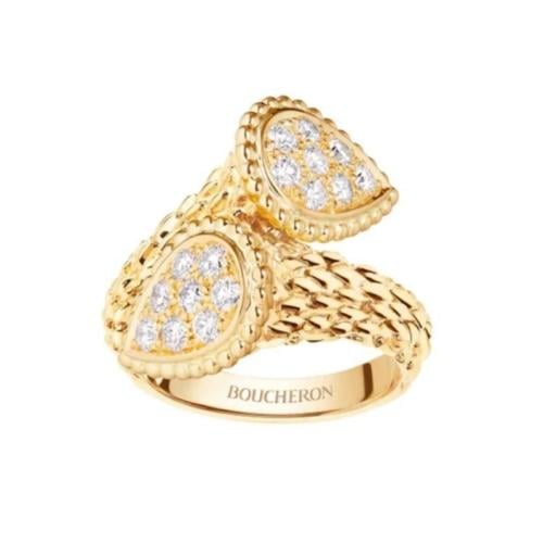 خاتم ملتوي مع دمعتين الماس