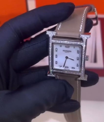 ساعة ايرميه ستيل بالماس + ستراب جلد طبيعي 30mm