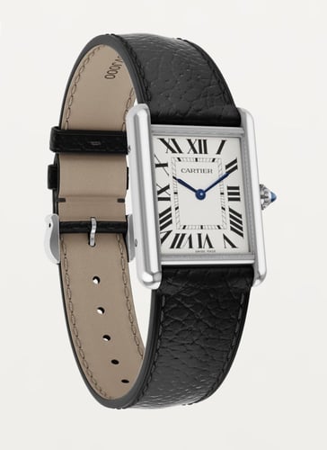 ساعة كارتييه تانك ستيل مع ستراب جلد