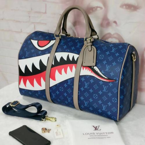 Blue Shark Monogram Travel Bag