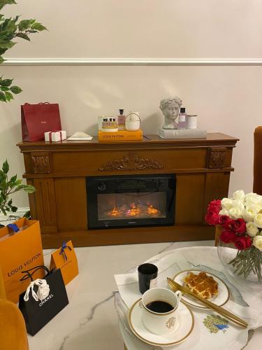 مدفأة ديكور خشبية مودرن