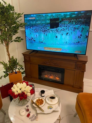 مدفأة ديكور خشبية مودرن