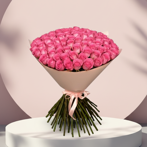 باقة ورد وردي كبيره