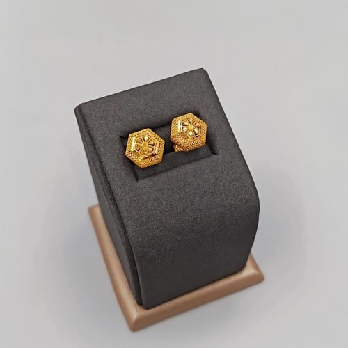 حلق تصميم سداسي عيار 21 - Hexagon shape 21K Earrin...