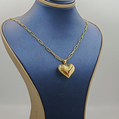 Luxury Heart Paper Clip necklace 18k Gold