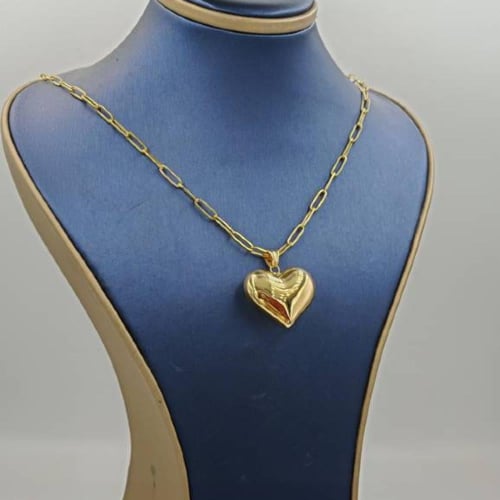 Luxury Heart Paper Clip necklace 18k Gold