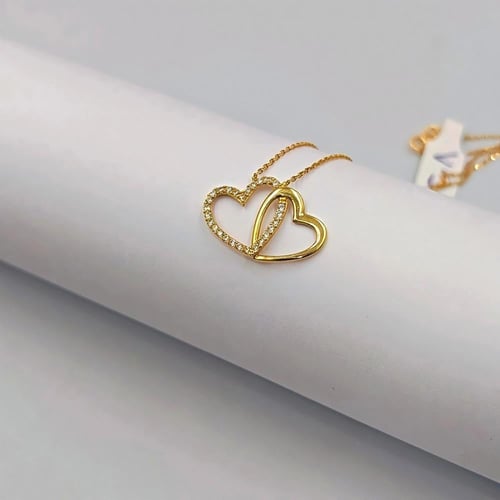 18k Necklace 2 Hearts Shape - عقد ذهب عيار 18
