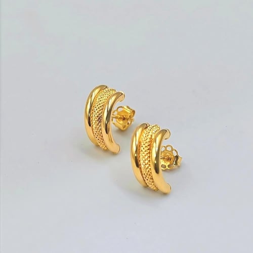 18K Gold Earrings - حلق ذهب عيار 18
