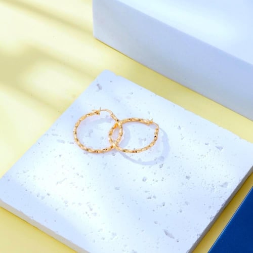 حلق دائري عيار 18 - 18K Hoop Earrings