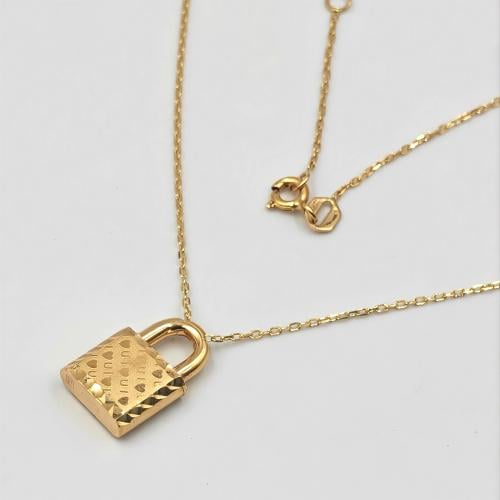 18K Necklace with lock pendant
