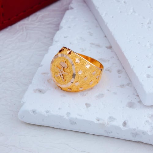 خاتم عيار 21 شعار السعودية - 21K Saudi logo Ring