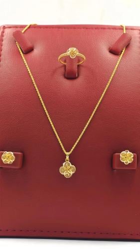 21k Set flower shape - طقم ذهب عيار 21 شكل وردة