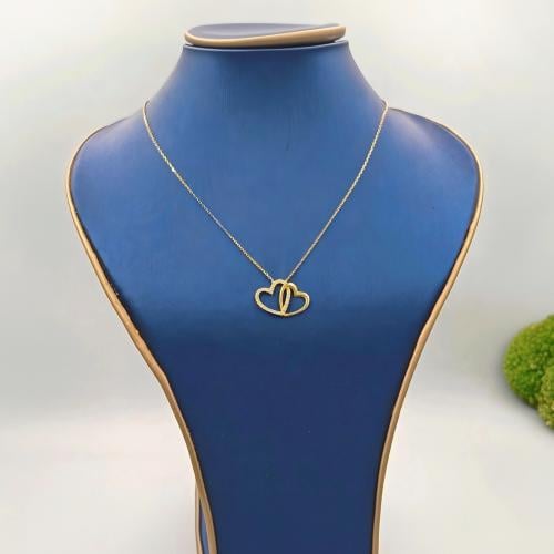 18k Necklace 2 Hearts Shape - عقد ذهب عيار 18