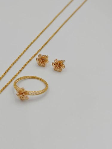 Set Flower set 21k Gold - طقم ورد ذهب عيار 21