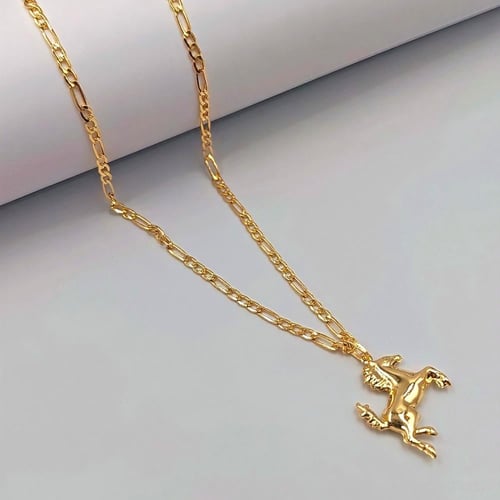 18K Necklace Horse Pendant