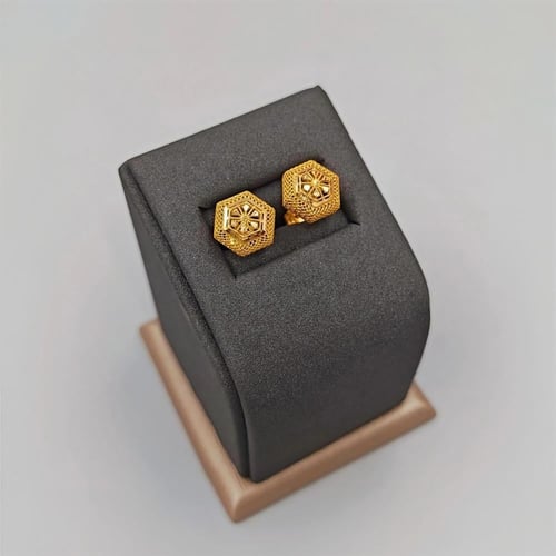 حلق تصميم سداسي عيار 21 - Hexagon shape 21K Earrin...