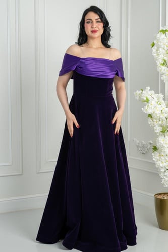 فستان سهرة قطيفة بلمسة فخامة