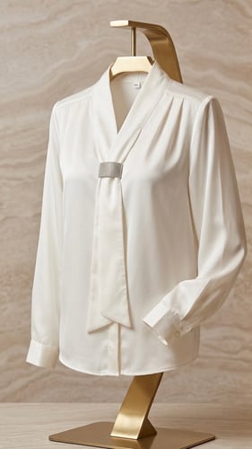 بلوزة "سيلك لومينوس" (Silk Luminous) بياقة شال وإب...