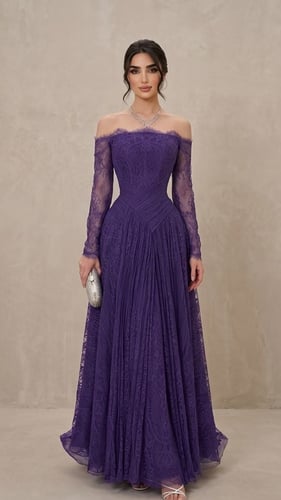 فستان "أوركيد" المخملي (Orchid Lace Evening Gown)