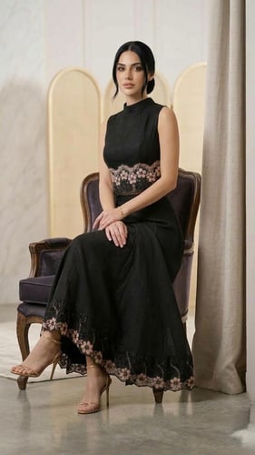 طقم السحر الأسود المطرز (Black Embroidered Chic