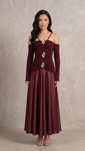 فستان سيلفيا العنابي الملكي (Sylvia Burgundy Gown)