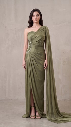 فستان ديميترا الزيتوني (Demitra Dress)