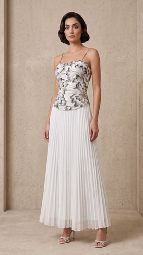 فستان "لارا" البليسيه المطرز (Lara Pleated Gown)