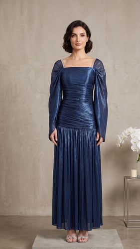 فستان لوريكس نيلي ملكي (Royal Navy Lurex Gown)