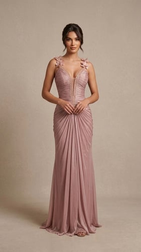 فستان غسق الورد" (Rosy Dusk Drape Gown)