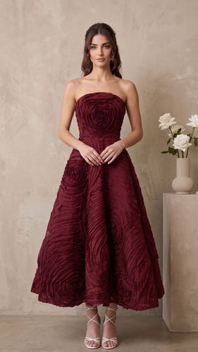 فستان "روزالي" المخملي (Rosalie Burgundy Dress)