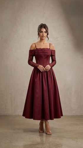 فستان "أريا" المخملي (Aria Burgundy Elegance)
