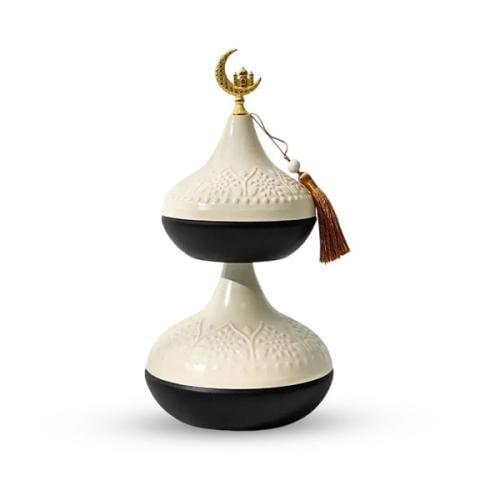 كاندي تمارة 2 دور معدن شكل رمضاني لون أسود مع أبيض