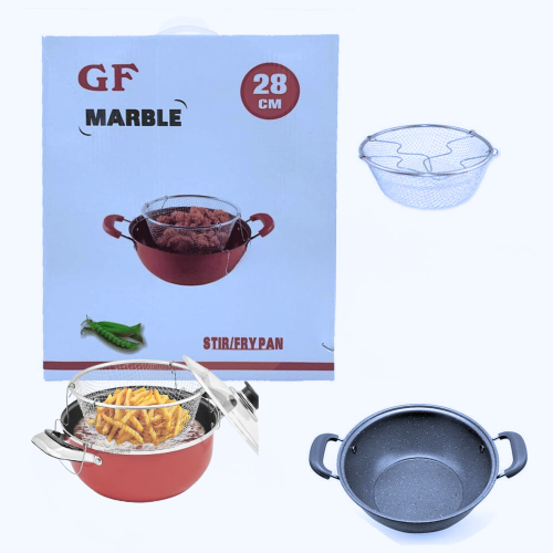 مقلى ألمنيوم احمر بغطاء 28 سم 6923456269972