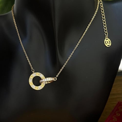 طقم كارتير Cartier Double Love Circle ذهبي – سلسال...