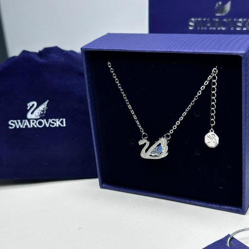 سلسال سواروفسكي بجعة كريستال – تصميم فضي راقي