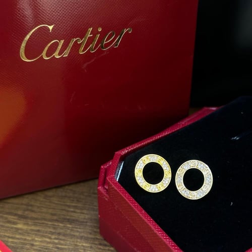 طقم كارتير Cartier Double Love Circle ذهبي – سلسال...