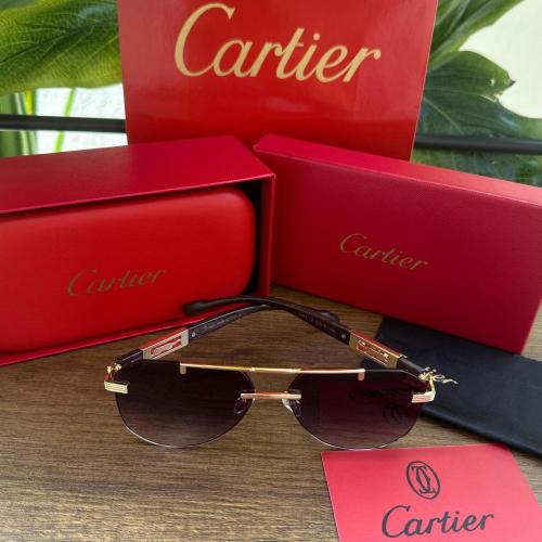 نظارة كارتير Cartier Rimless Gold-Brown Sunglasses