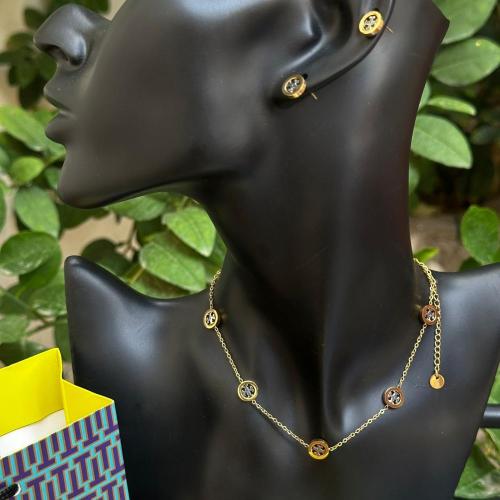 طقم توري بورش ذهبي دائري - سلسال + حلق