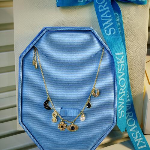 سلسال سواروفسكي بجعة كريستال – ذهبي