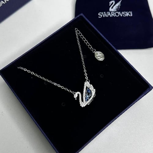 سلسال سواروفسكي بجعة كريستال – تصميم فضي راقي