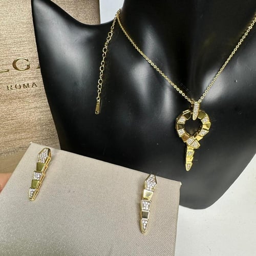 طقم بلغاري الذهبي – سلسال وأقراط