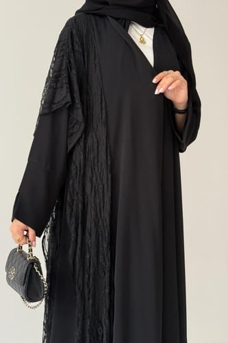 "A64 -عباية بشال دانتيل فرنسي "