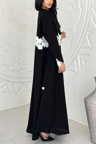 "A59-عباية سوداء مع جوبير فرنسي ابيض "