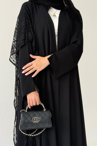 "A64 -عباية بشال دانتيل فرنسي "